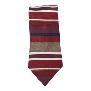 Bellini Mens Silk Tie Striped Red Tan White Blue